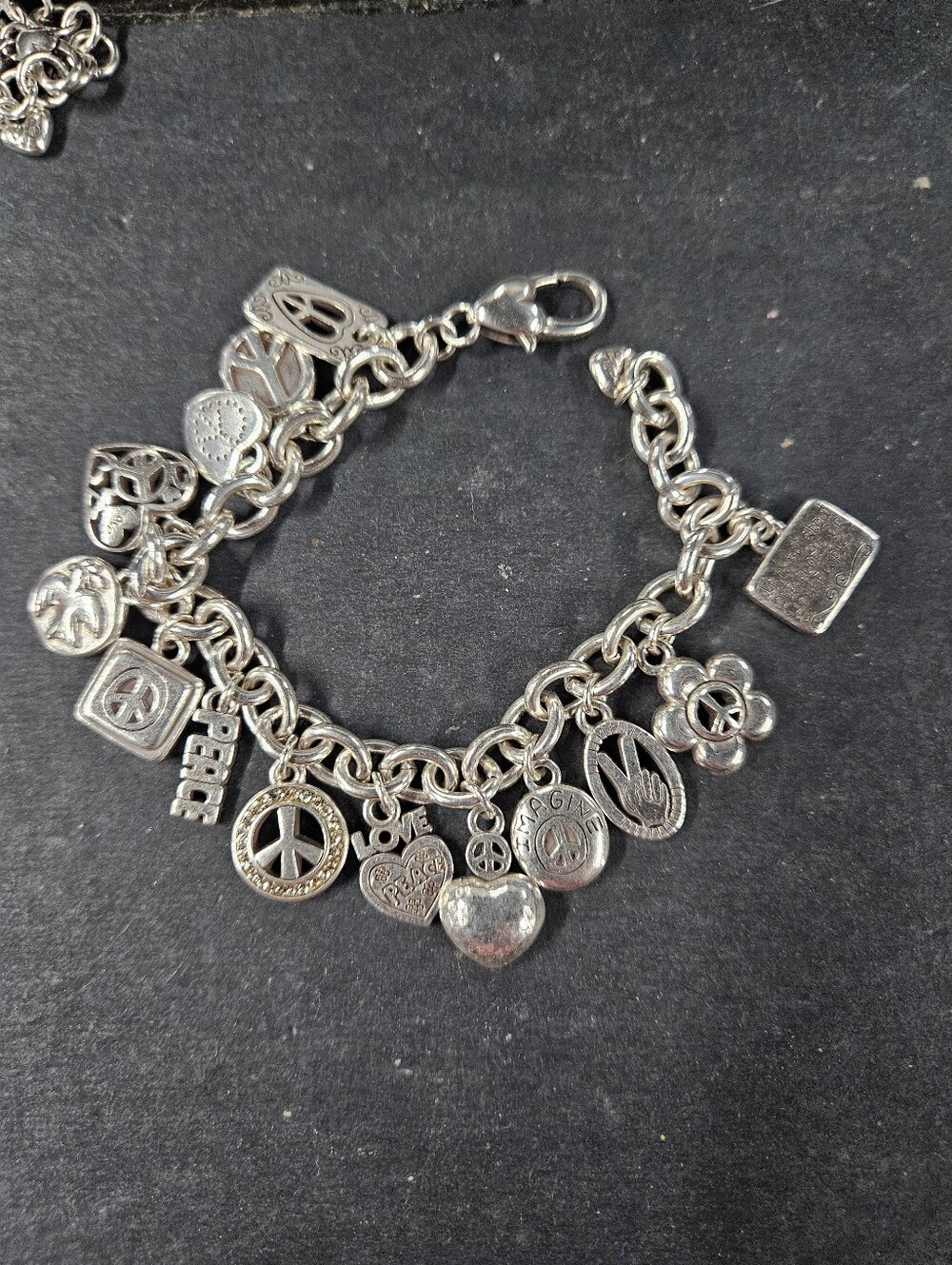 Brighton Retired Charm Bracelet. Peace Signs